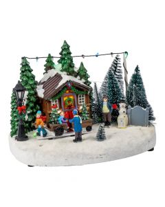 Villa con árboles y luces