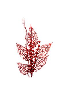 Hoja escarchada roja 50cm