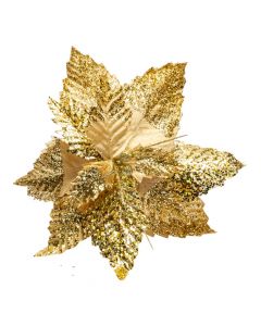 Flor artificial navideña dorado