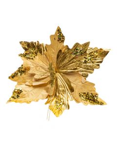 Flor artificial navideña champagne y dorado