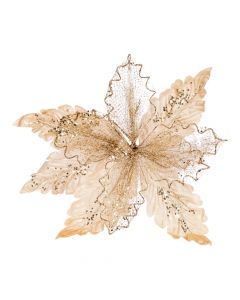 Flor navideña escarchada champagne
