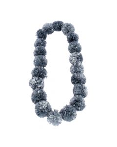Collar pompón 40pulg plateado