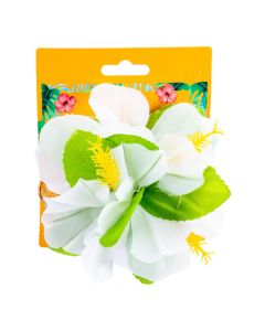 Prensa con flor 11cm blanco verde