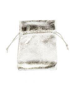Bolsa tela lisa brillante ajustable 5pzas plateado
