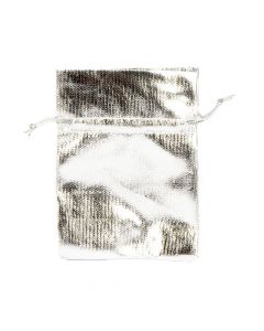 Bolsa tela lisa brillante ajustable 5pzas plateado