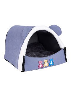 Cama para mascota afelpada estampado multicolor