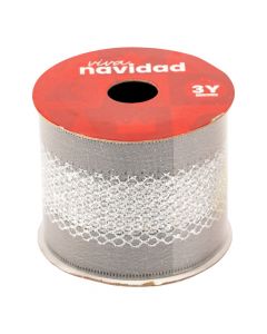 Cinta navideña plateada decorativa