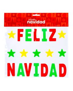 Calcomanía feliz navidad con estrellas multicolor