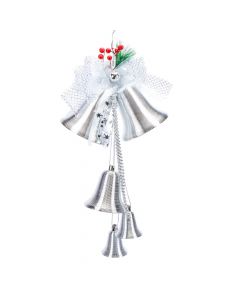 Figura colgante campana con lazo 70cm gris