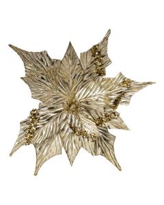 Flor artificial navideña metalizada 32cm champagne