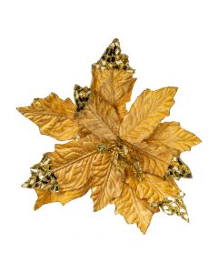 Flor artificial navideña 45cm dorado
