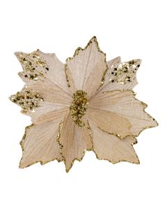Flor artificial navideña 26cm dorado