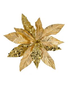 Flor artificial navideña 27cm dorado