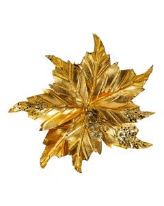 Flor artificial navideña 28cm dorado