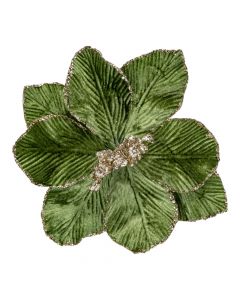 Flor artificial navideña verde y plateado