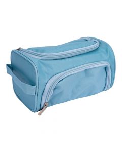 Cartuchera con zipper y asa celeste