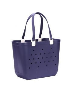 Bolso hule con detalle puntos azul