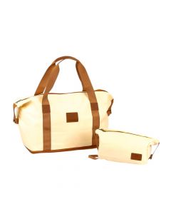 Bolso viaje expandible 2pzas beige+marron