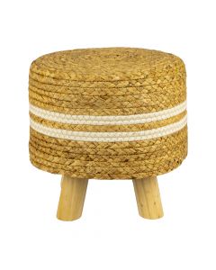 Banco madera redondo beige y blanco