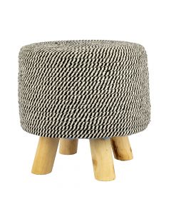 Banco madera redondo con relieve blanco negro