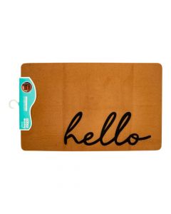 Alfombra hello marrón 50x80 cm