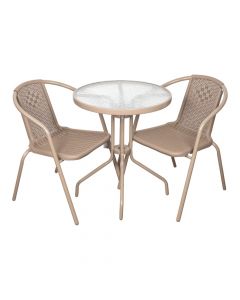 Mesa y silla terraza marrón