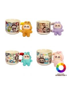 Jarra cerámica con llavero afelpado