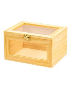Caja madera beige grande transparente