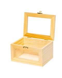Caja madera beige mediana transparente