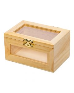 Caja madera beige pequeña transparente