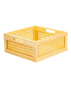 Caja madera beige cuadrada relieve