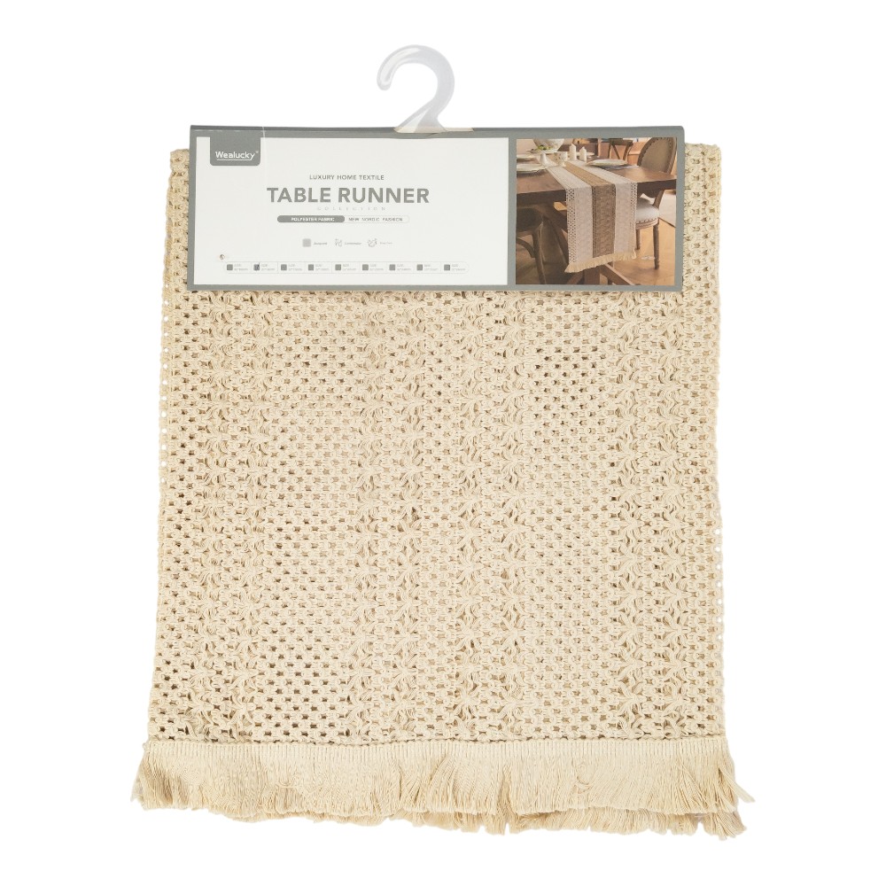 Camino mesa tejido beige