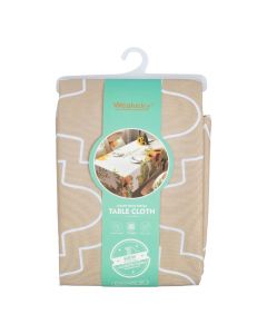 Mantel estampado beige y blanco