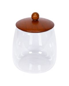Recipiente vidrio con tapa madera