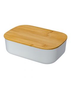Caja plástica con tapa madera
