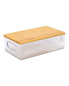 Caja rectangular con tapa bambú