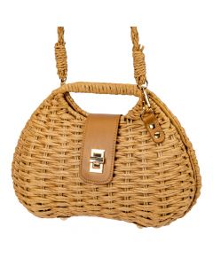 Bolso casual beige con broche