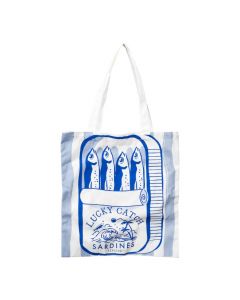 Bolso tela estampado blanco azul