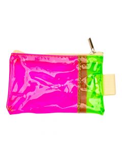 Monedero plástico fucsia verde