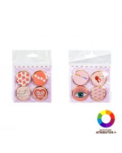 Set 4 pines metálicos estampados