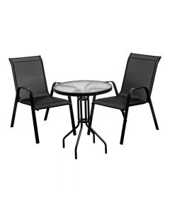 Mesa y silla metálica negra