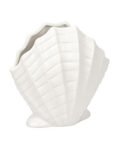 Jarrón cerámica concha blanco