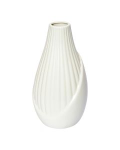 Jarrón cerámica blanco rayas