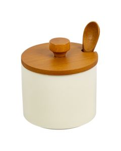 Recipiente cerámica tapa bambú