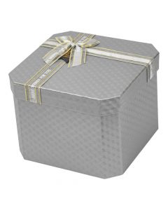 Caja plateada textura y lazo