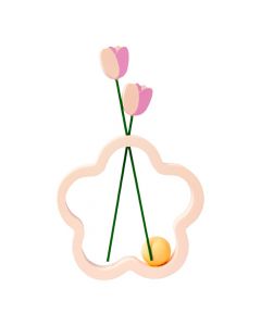 Adorno madera tulipanes compacto