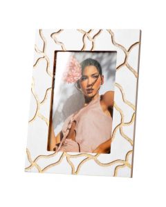 Portarretrato blanco y dorado