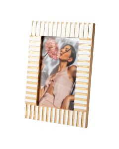 Portarretrato madera blanco dorado