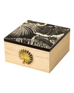 Caja madera diseño hojas