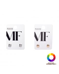 Aretes metálicos diseño cuadrado